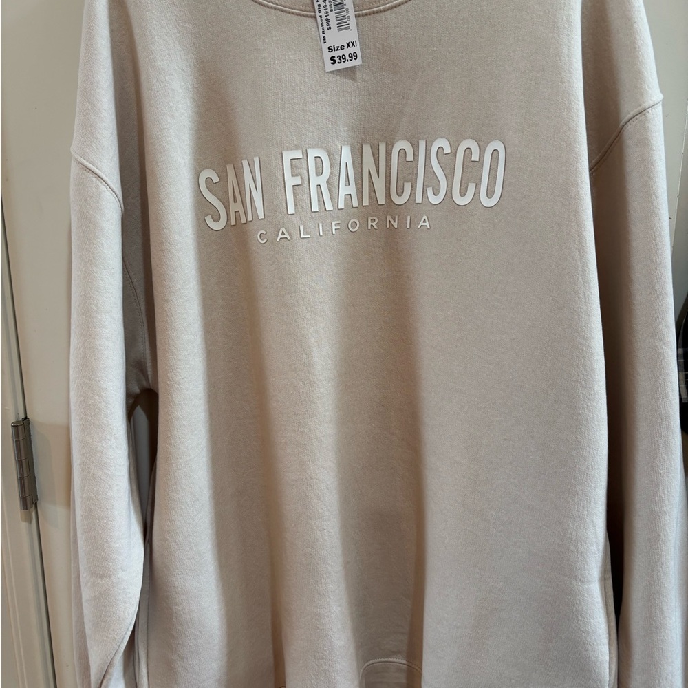 San Francisco California Beige crewneck sweatshirt  with pockets